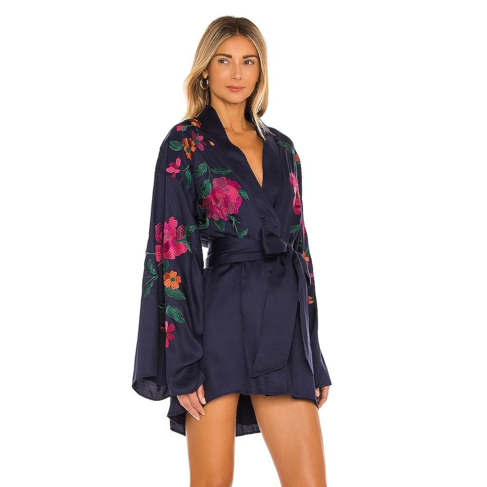 x REVOLVE Mika Kimono Mini Dress in Navy